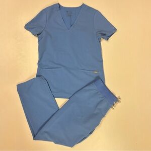 Figs XS Petite Ceil Blue Scrub Set